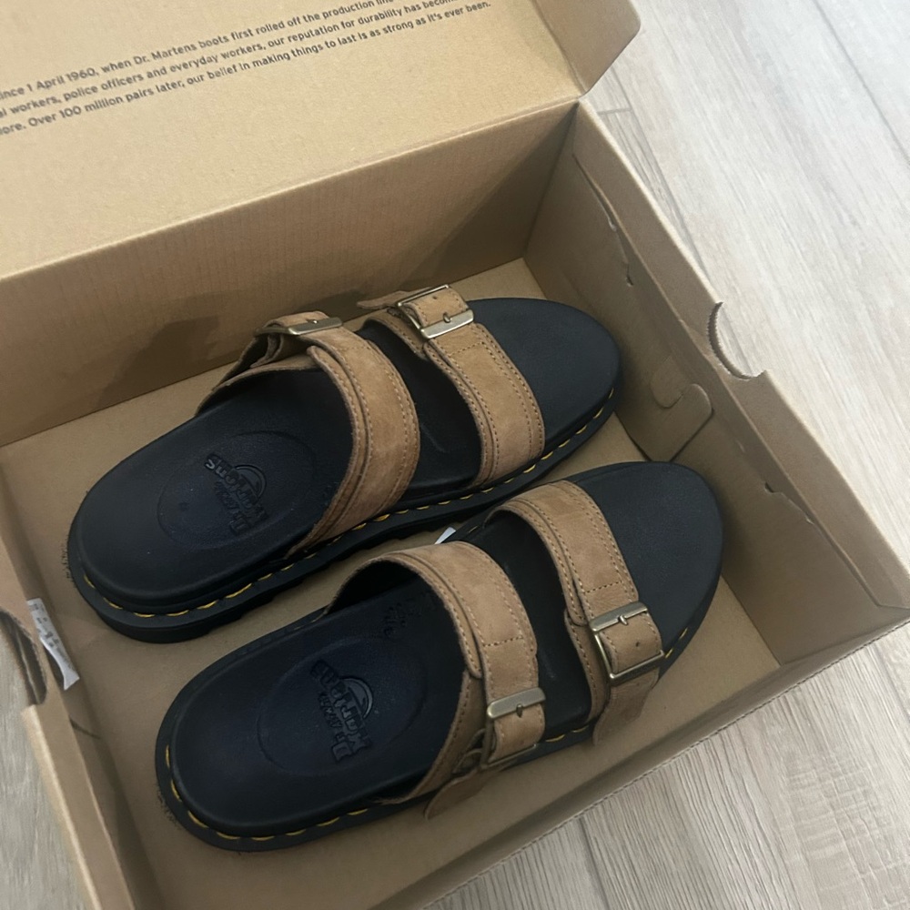 Dr. Martens Tan and Black Platform Sandals - Picture 2 of 6